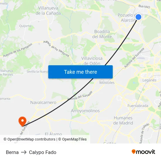Berna to Calypo Fado map