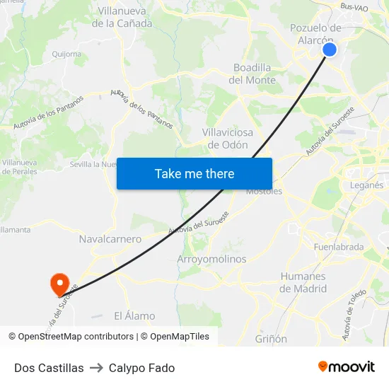 Dos Castillas to Calypo Fado map