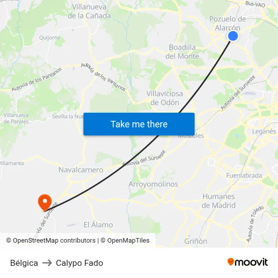 Bélgica to Calypo Fado map