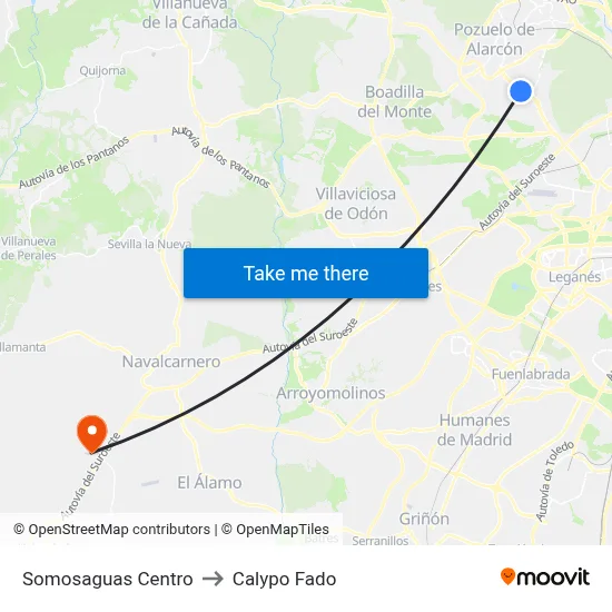 Somosaguas Centro to Calypo Fado map