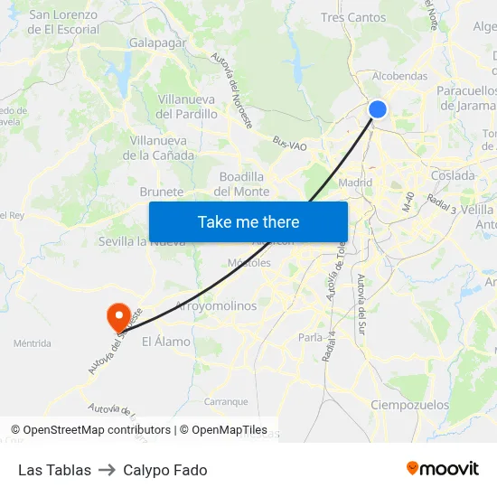 Las Tablas to Calypo Fado map