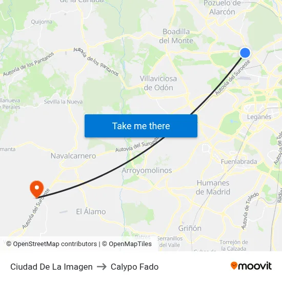 Ciudad De La Imagen to Calypo Fado map