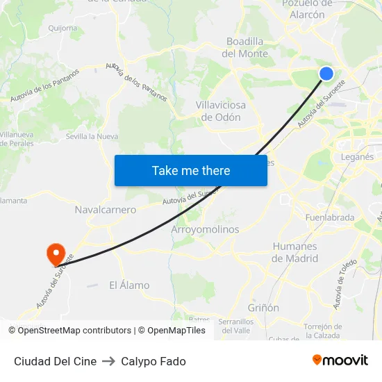 Ciudad Del Cine to Calypo Fado map