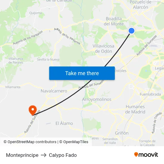 Montepríncipe to Calypo Fado map