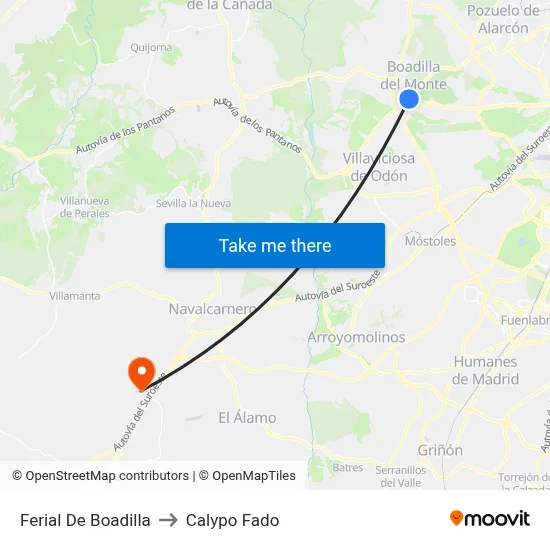 Ferial De Boadilla to Calypo Fado map