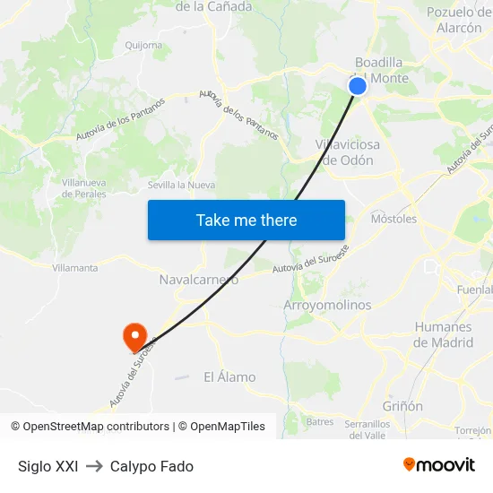 Siglo XXI to Calypo Fado map