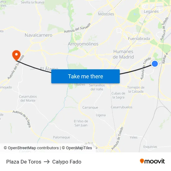 Plaza De Toros to Calypo Fado map