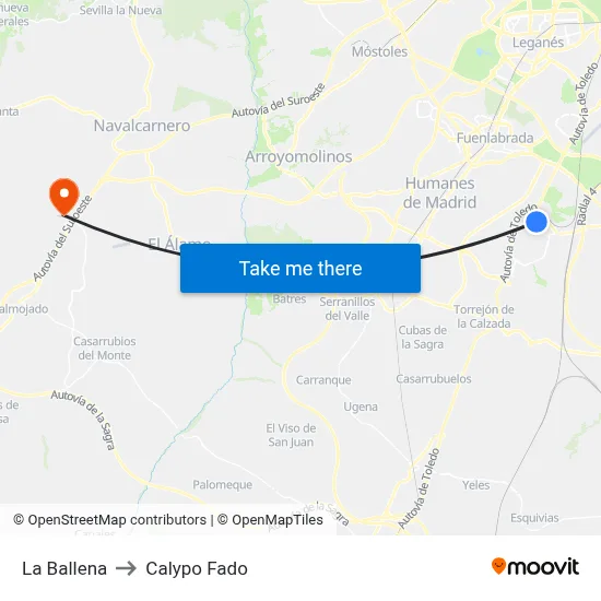 La Ballena to Calypo Fado map