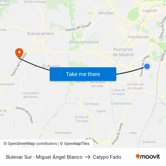 Bulevar Sur - Miguel Ángel Blanco to Calypo Fado map