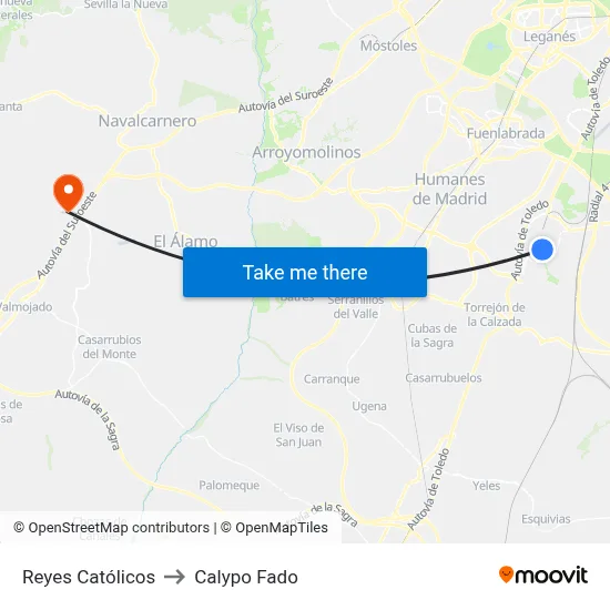 Reyes Católicos to Calypo Fado map