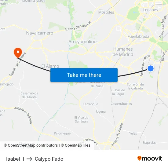 Isabel II to Calypo Fado map