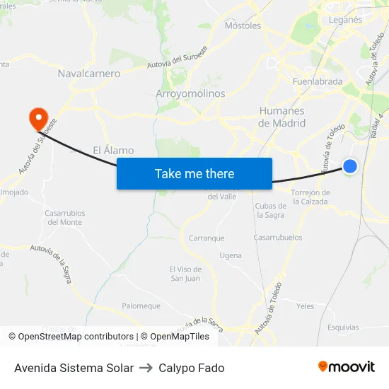 Avenida Sistema Solar to Calypo Fado map