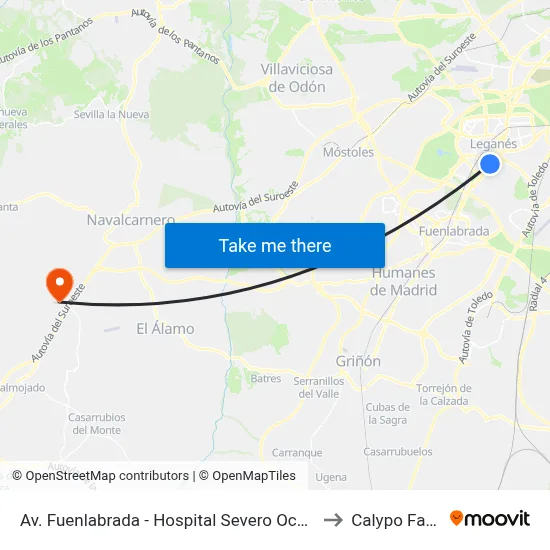 Av. Fuenlabrada - Hospital Severo Ochoa to Calypo Fado map