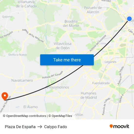 Plaza De España to Calypo Fado map