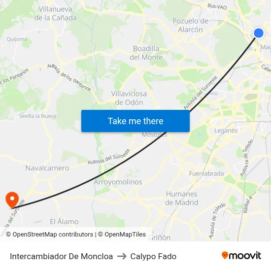 Intercambiador De Moncloa to Calypo Fado map