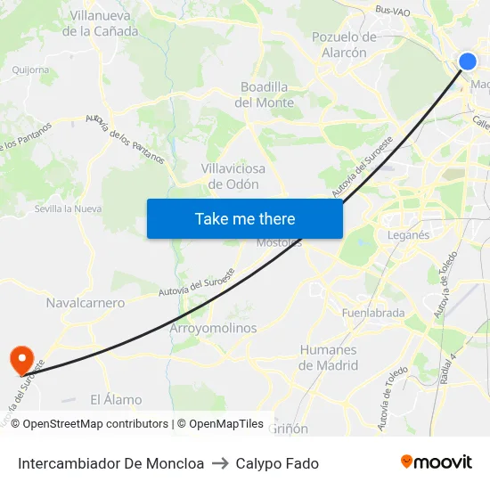 Intercambiador De Moncloa to Calypo Fado map