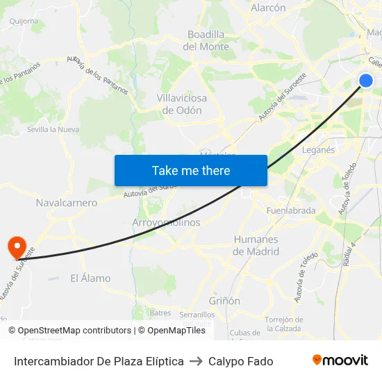 Intercambiador De Plaza Elíptica to Calypo Fado map