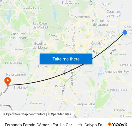 Fernando Fernán Gómez - Est. La Garena to Calypo Fado map