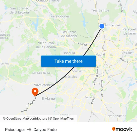 Psicología to Calypo Fado map