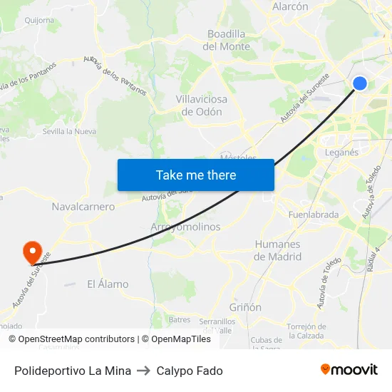 Polideportivo La Mina to Calypo Fado map