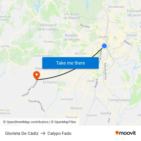 Glorieta De Cádiz to Calypo Fado map