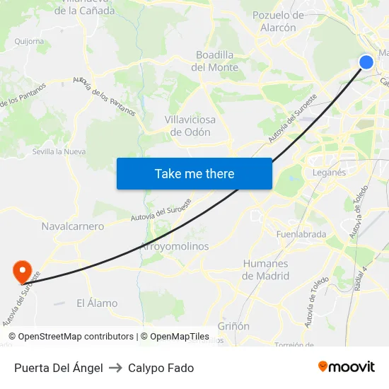 Puerta Del Ángel to Calypo Fado map
