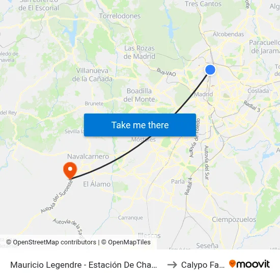 Mauricio Legendre - Estación De Chamartín to Calypo Fado map