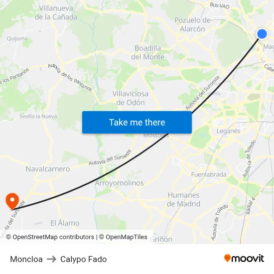 Moncloa to Calypo Fado map