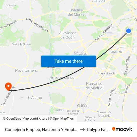 Consejería Empleo, Hacienda Y Empleo to Calypo Fado map