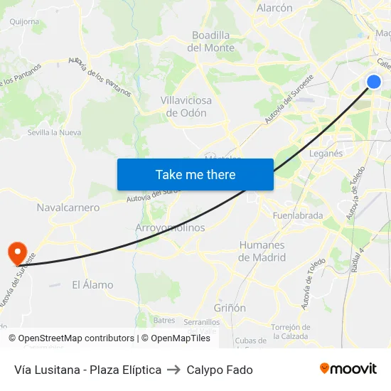 Vía Lusitana - Plaza Elíptica to Calypo Fado map