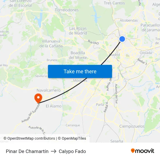 Pinar De Chamartín to Calypo Fado map