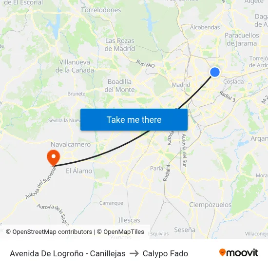 Avenida De Logroño - Canillejas to Calypo Fado map