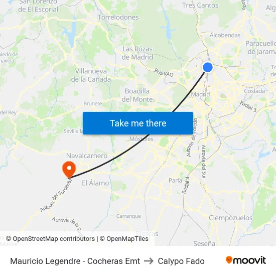 Mauricio Legendre - Cocheras Emt to Calypo Fado map