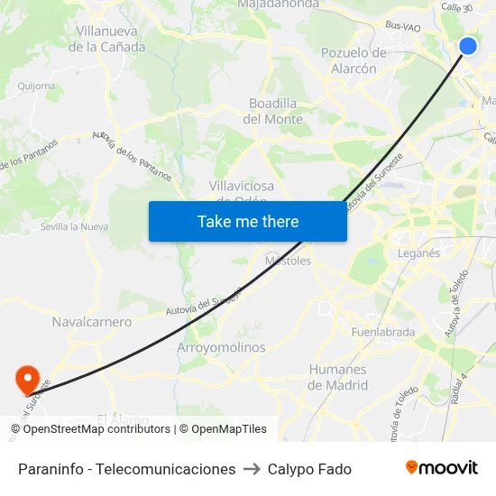 Paraninfo - Telecomunicaciones to Calypo Fado map
