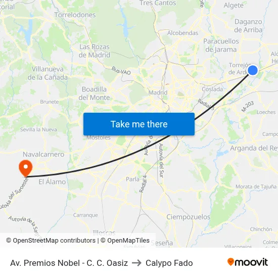 Av. Premios Nobel - C. C. Oasiz to Calypo Fado map