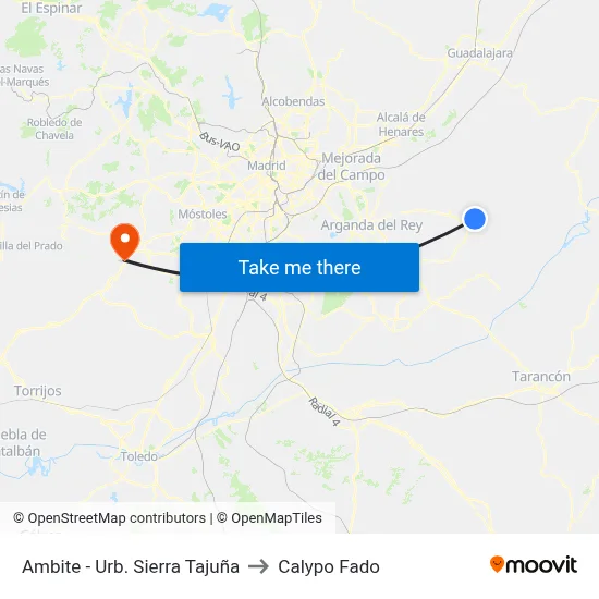 Ambite - Urb. Sierra Tajuña to Calypo Fado map