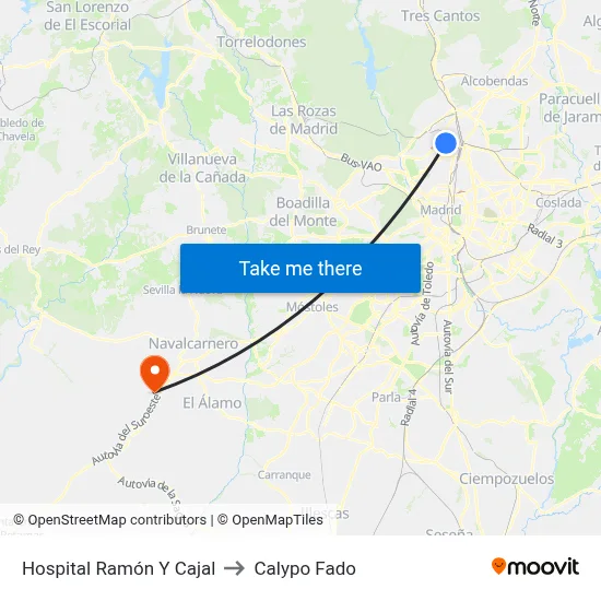 Hospital Ramón Y Cajal to Calypo Fado map