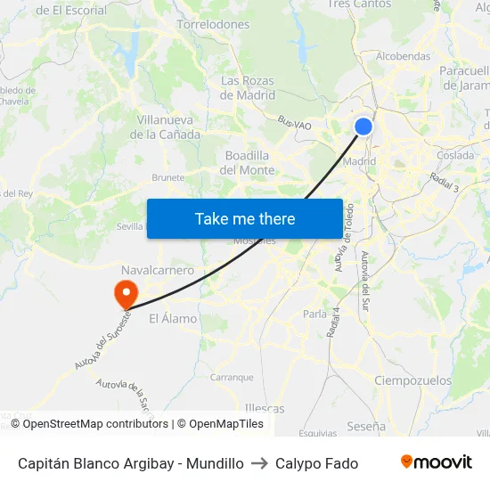 Capitán Blanco Argibay - Mundillo to Calypo Fado map