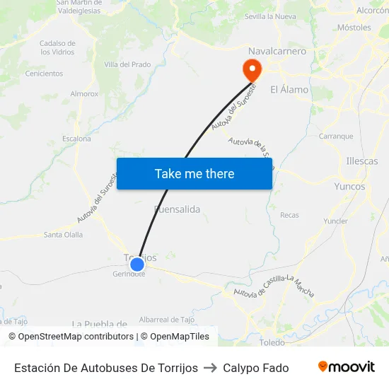 Estación De Autobuses De Torrijos to Calypo Fado map