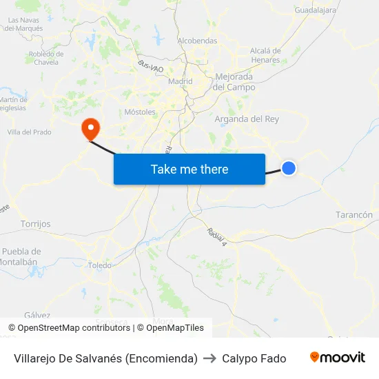 Villarejo De Salvanés (Encomienda) to Calypo Fado map