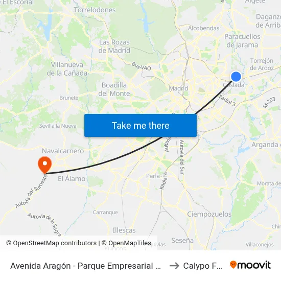 Avenida Aragón - Parque Empresarial Pegaso to Calypo Fado map