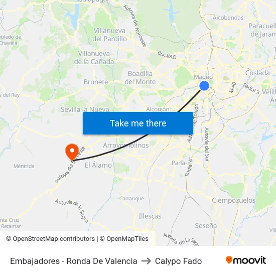 Embajadores - Ronda De Valencia to Calypo Fado map