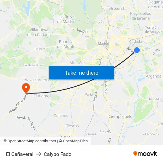 El Cañaveral to Calypo Fado map