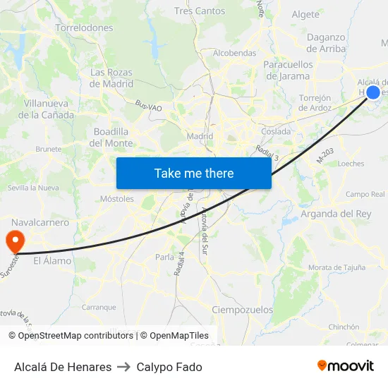 Alcalá De Henares to Calypo Fado map