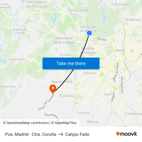 Pza. Madrid - Ctra. Coruña to Calypo Fado map