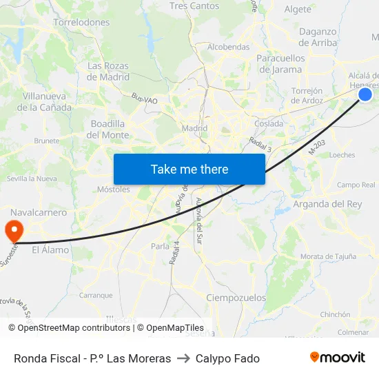 Ronda Fiscal - P.º Las Moreras to Calypo Fado map