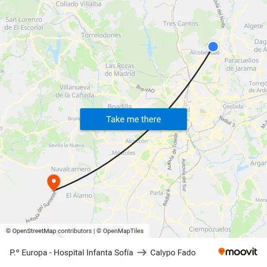P.º Europa - Hospital Infanta Sofía to Calypo Fado map