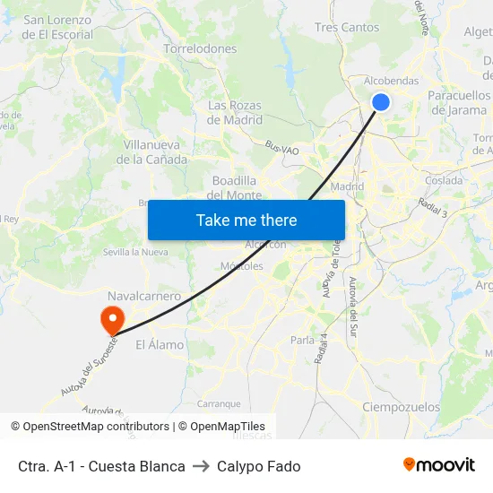 Ctra. A-1 - Cuesta Blanca to Calypo Fado map