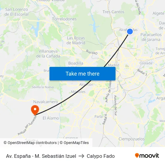Av. España - M. Sebastián Izuel to Calypo Fado map