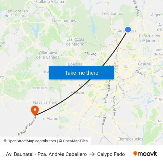Av. Baunatal - Pza. Andrés Caballero to Calypo Fado map